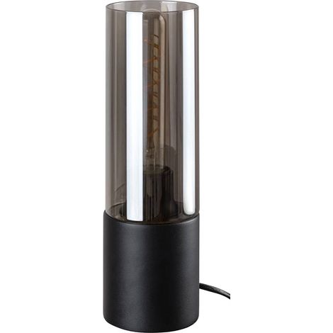 Lampe de table Ronno Metal Black en verre teinté E27 1 x Max.25W B: 29,5 cm Ø9cm (1/5)