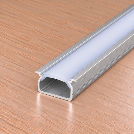 Profilo in alluminio anodizzato argento KIMERA-SELDE con diffusore opalino e terminali 2,02 M (1/3)