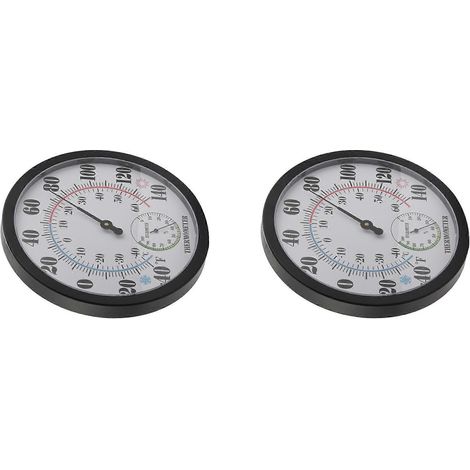 2 thermomètres/hygromètres de 25 cm (10 pouces) pour intérieur et extérieur, pour terrasse ou décoration murale, sans piles. (1/5)