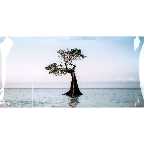 Affiche de fond d'aquarium en PVC auto-adhésif, papier peint d'arbre dans la mer, 61x30cm/24x11,8 pouces (1/5)