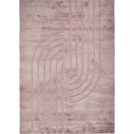 Tapis rose géométrique doux antidérapant lavable - 120 x 160 cm (1/5)