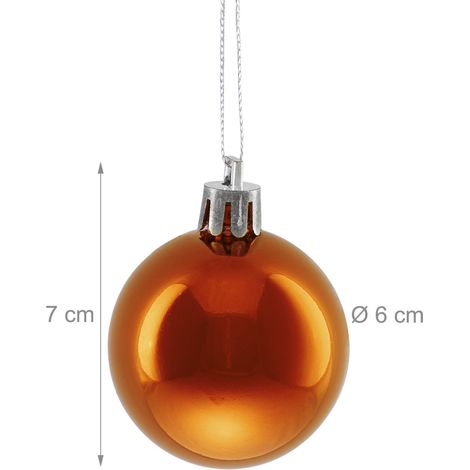 Lote de 50 bolas de Navidad brillantes y lisas decoración de abeto de plástico naranja 130017179 (1/2)