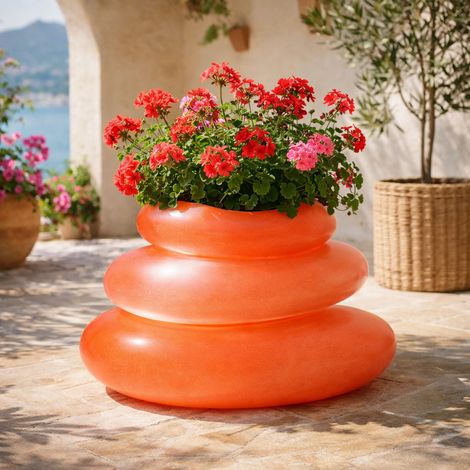 Lampada luminosa Eden Bright rotonda decorazione con led per esterno Made in Italy -Multicolore / Vaso con foro / Ricarica solare