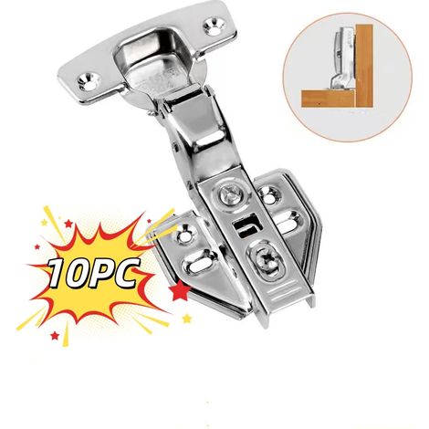 (DW10P) Charnière hydraulique en acier inoxydable avec amortisseur de fermeture silencieux pour portes de placard et meubles (1/5)