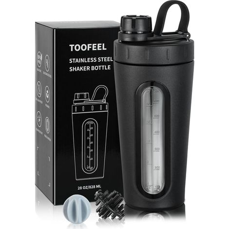 Shaker à milkshake en acier inoxydable avec fenêtre et balance (1/5)