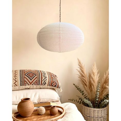 50cm Oval Linen Lampshade Replace Paper Lanterns Handmade Fabric Lampshade Linen Lantern for Living Room Bedroom Art Minimalist (1/5)