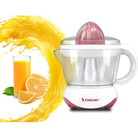 BEPER BP.101H Spremiagrumi elettrico, 25W, 700 ML ,2 Coni diverse dimensioni, Coperchio di protezione, Bianco/Rosso (1/5)