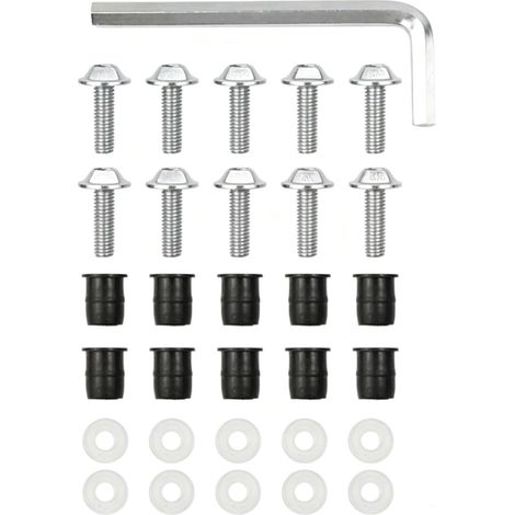 Kit vis boulon pare-brise moto alliage aluminium CNC, filetage standard M5, montage corps pare-brise moto argent (1/5)
