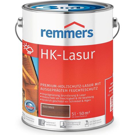 Remmers HK-Lasur 3in1 kastanie, 5 Liter, Holzlasur aussen, 3facher Holzschutz mit Imprägnierung + Grundierung + Lasur, Feuchtigkeit- und UV-Schutz