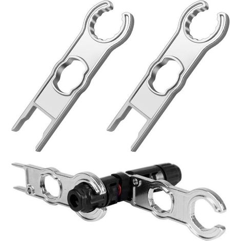 Ensemble de 2 Outils pour Connecteur de Panneau Solaire MC4, Clé en Métal pour Déconnexion Solide, Sertisseuse de Fil pour Câble et Connecteur de Système PV (1/4)