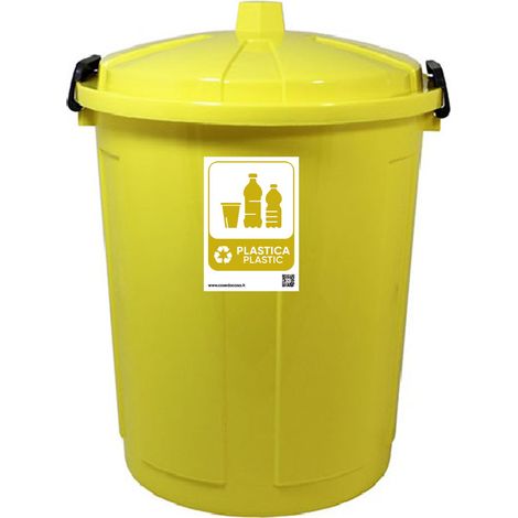 Secchio contenitore pattumiera raccolta differenziata della PLASTICA bidone 21lt giallo per casa cucina giardino terrazza coperchio a chiusura andirandagismo e odori