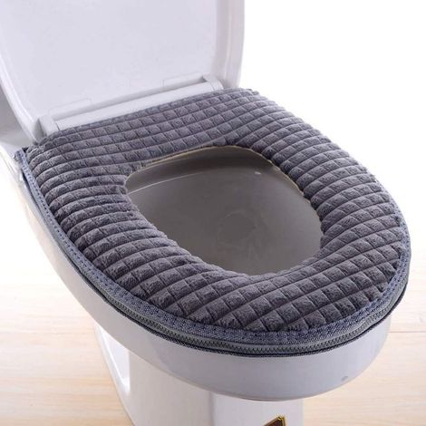 Weiches, waschbares und bequemes Toilettensitzkissen, kompatibel mit den meisten Toilettensitzen (grau). (1/5)