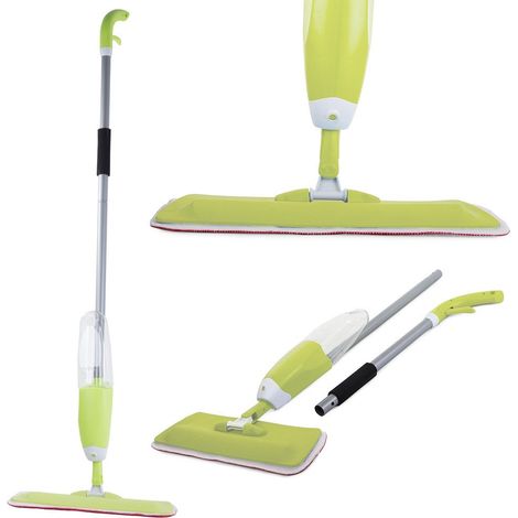 Balai serpillière plat avec laveur rotatif à jet solide vert (1/5)