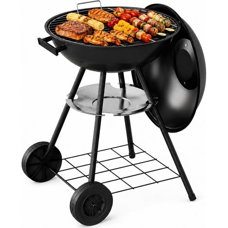 Barbecue au charbon de bois rond pour jardin et camping – Grill extérieur robuste pour terrasse, pique-nique et fêtes (1/5)