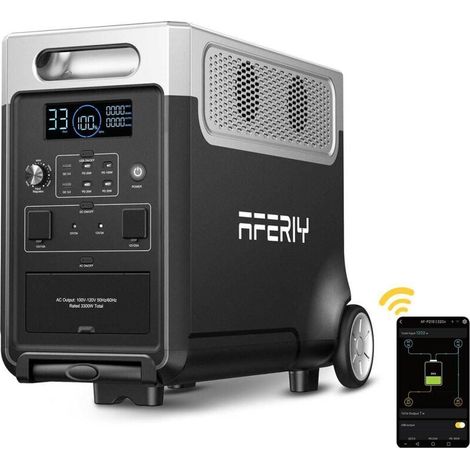 Station d'alimentation portable AFERIY P310 avec contrôle par application 3 600 W 3 840 Wh