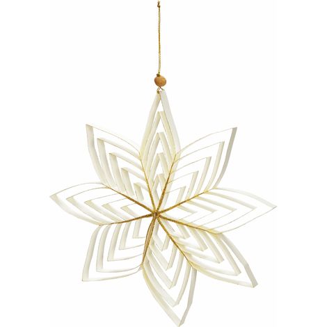 Weihnachtsstern 3D aus Papier in weiß - 30 cm / groß - Weihnachts Deko Hänger mit goldenem Glitzer