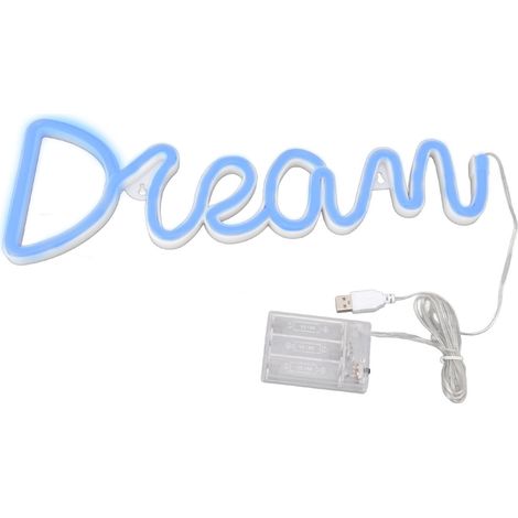 Luminaire Neon LED Dream avec Batterie ou USB [Lumière Murale Décorative pour Chambre, Salon, Bar, Fêtes]