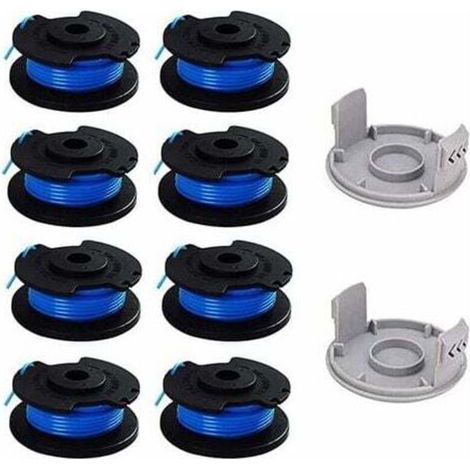 Pack of 10 replacement spools for Ryobi One+ AC14RL3A brush cutters, 18V 24V 40V, Ø 1.6mm, length 20.11m (includes 8 spools and 2 covers)