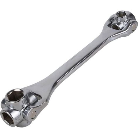 Chiave combinata multifunzione 8 in 1 doppia testa girevole 360 ° a bussola esagonale in acciaio cromo vanadio varie misure da 12 a 19 mm