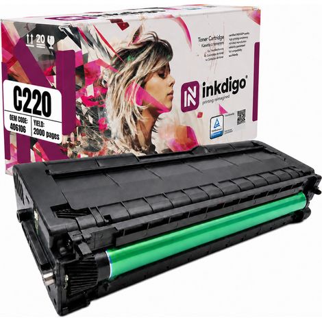 Tóner Inkdigo 406106 compatible con Ricoh Aficio SPC220A, SPC222DN y SPC240DN (certificado por TÜV). (1/5)