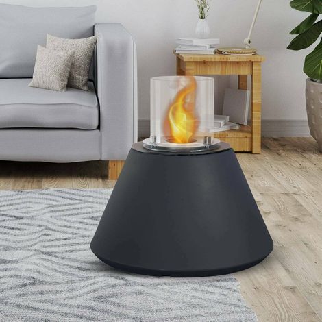 Dmora - Camino a bioetanolo Parbo, Caminetto ecologico, Focolare senza fumo, Riscaldatore ad etanolo, Made in Italy, 60x60 h56 cm, Nero (1/4)