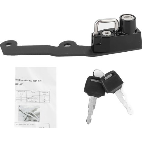 Eosnow Motorrad-Helmschloss, Aluminiumlegierung, Diebstahlschutz, mit 2 Schlüsseln, passend für Kawasaki Z1000 2014–2017