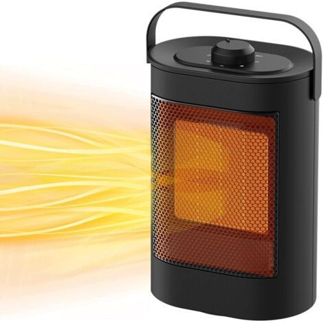 Radiateur électrique céramique PTC, 1500 W, faible consommation, silencieux, avec protection contre la surchauffe, poignée de transport, 3 niveaux de chauffage, chauffage de salle de bain, noir. (1/5)