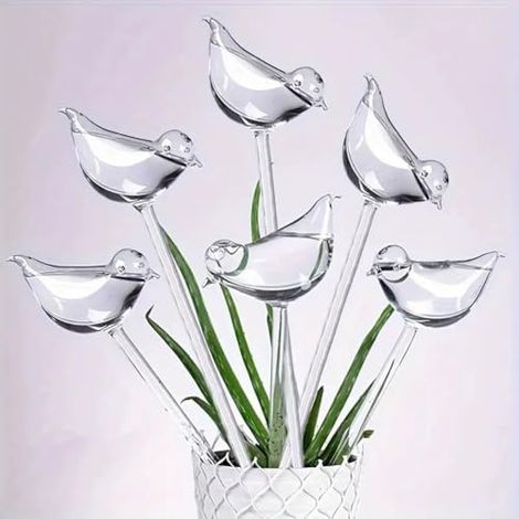 6 Pièces Goutteurs d'eau pour Plantes, Arroseur plantes en forme d'oiseau transparent, Globes d'arrosage automatique plastique, Ampoules à arrosage jardin intérieur extérieur - (1/5)