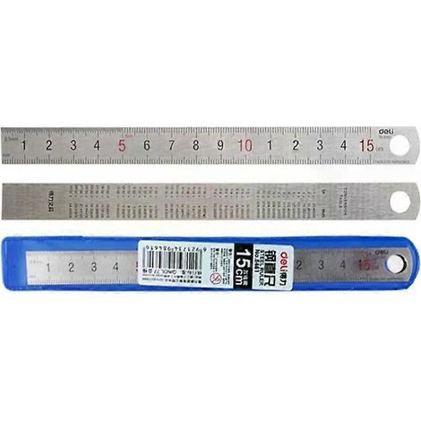 15 cm Edelstahl-Messlineal, Schreibwaren für Schüler, Künstler, Zeichnen, Designer, Ingenieure, Malerlineal mit klarer Skala (1/4)