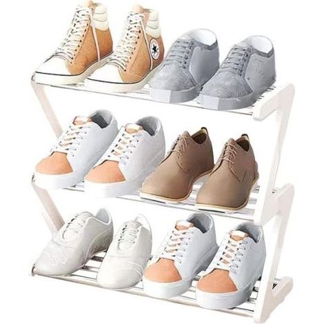 TAISHENGDA – Kleines 3-stöckiges Schuhregal – Kompaktes und schmales Schuhregal – Aufbewahrungsmöbel für Eingangsbereich, Kleiderschrank, Flur – Schnellmontage – Weiß (1/5)