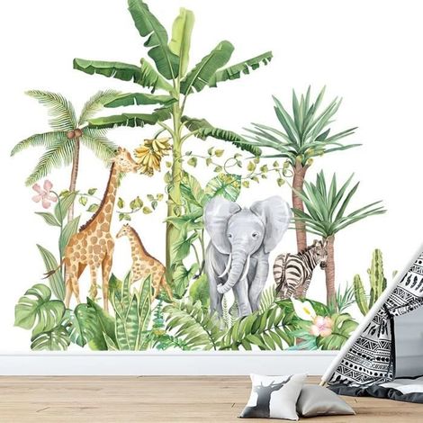 Grande taille Muraux Animaux Forêt Arbre Autocollant Mural,Sticker Mural Animal pour Chambre d\'enfant-Ywey (1/4)
