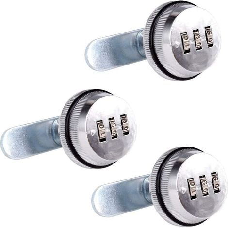 Combination Security Lock - Zinc Alloy Security Lock with 2cm/0.79inch Bolt, Polished Chrome Code for Cabinets (3 Products)