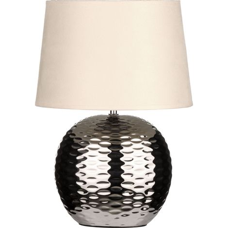 Premier Housewares Beige Fabric Shade Dimple Effect Table Lamp
