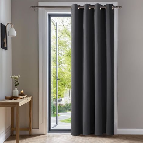 Rideaux isolants et occultants, chauds et confortables, 132 x 214 cm (largeur x hauteur), adaptés aux salons et aux chambres, gris foncé, 1 pièce. (1/5)