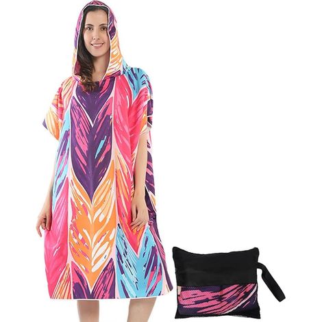 Peignoir de Bain Changing Towel Poncho de Surf Serviettes de Natation Plage Serviette de Bain Serviette à Langer Microfibre Léger et à Séchage Rapide pour Adultes Natation Plage Camping (1/5)