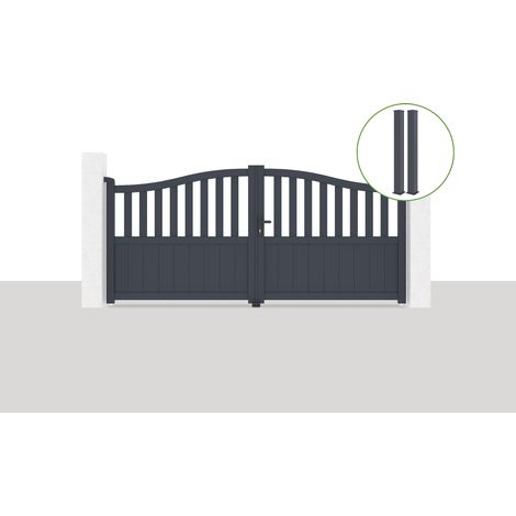 Portail battant 3x1,4m MEIJE + 2 poteaux EIFEL H.166cm Gris (1/5)