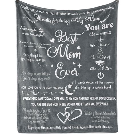 Couverture douce et chaude pour maman – Motifs « Meilleure maman du monde » et « Je t'aime maman », 152 x 203 cm, cadeau d'anniversa (1/5)