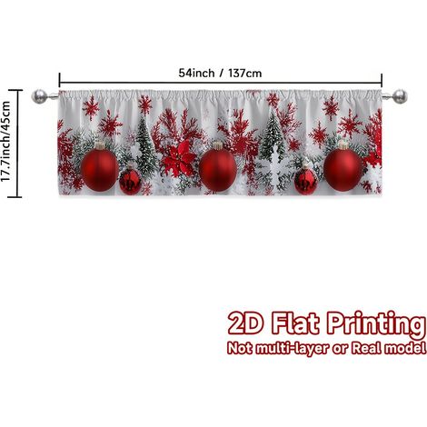 Rideaux de Noël 2026, tissu décoratif imprimé numérique pour chambre et salon, fond décoratif pour les fêtes - 45 x 180 cm - CL-22