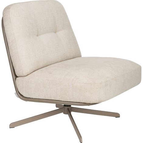 Fauteuil lounge pivotant 86x77x87 cm en tissu beige et PU taupe