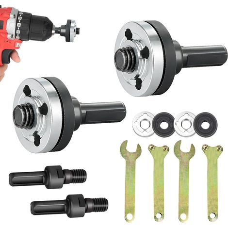 Kit Barre de Connexion Meuleuse d Angle 10 Pièces, Ensemble Adaptateur pour Conversion Perceuse en Meuleuse d Angle, avec Adaptateur Mandrin 10 mm et Outils pour Disque de Coupe (1/5)