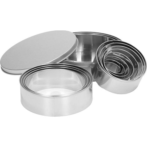 14-teiliges Set aus Edelstahl-Ringkuchenformen, runden Brotausstechern und Kochzubehör für die Küche (1/5)
