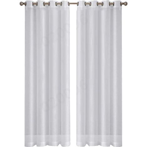 Leott Voile-Gardinen in Weiß – halbtransparente Leinenoptik – 2er-Set, 137 x 213 cm (54 x 84 Zoll) – für Wohn- oder Esszimmer (1/4)