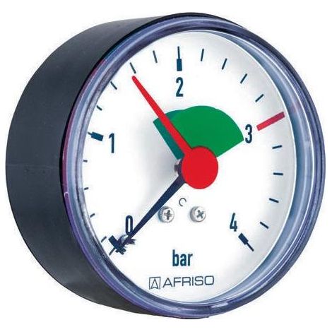 Afriso Rohrfeder-Manometer Manometer 0 4bar Anschluss hinten 3/8 AG Ø 63mm 63914