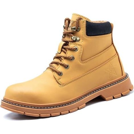 Bottes de travail à bout en acier pour hommes, chaussures de sécurité imperméables, antidérapantes, chaussures de travail de Construction, bottines d'extérieur antidérapantes-42 Bottes de sécurité (1/4)