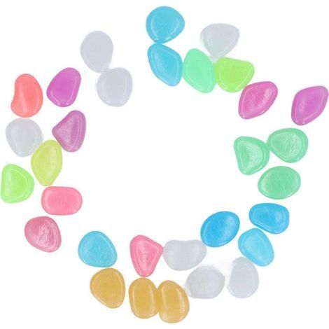 Pierres lumineuses pour l'extérieur, galets fluorescents colorés pour jardins, cours, allées et sentiers sombres, 100 pièces/sachet, couleurs assorties (1/5)