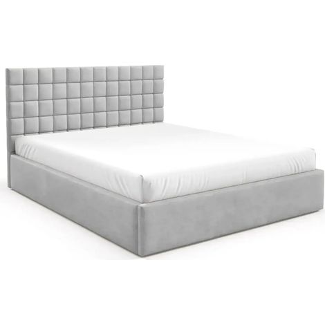 THELMA - Lit coffre tissu velours Gris clair 140x200cm (1/5)