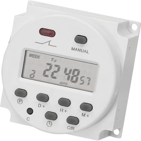 Programmierbarer Digitaltimer, LCD-Bildschirm, 16 unabhängige Ein-/Ausschaltprogramme für Lampen, Ventilatoren und verschiedene elektrische Geräte (12 V) (1/5)