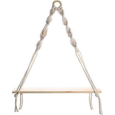 Étagère murale en macramé - Étagères murales bohèmes en bois avec perles, étagère flottante rustique de style ferme (1/4)