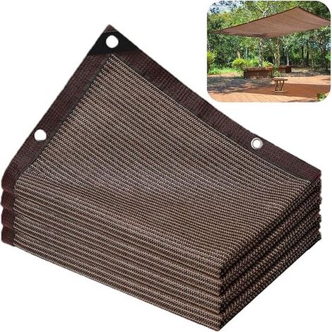 Toile d'ombrage 2 x 4 m, filet pare-soleil avec protection UV, toile durable pour jardin, camping, pique-nique et piscine, marron (1/4)