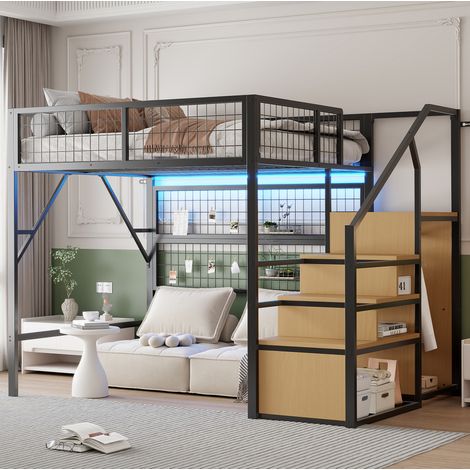 Letto struttura letto salvaspazio 140x200 LED OKMYHOME